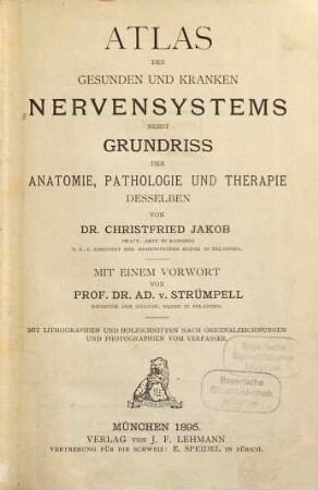 Atlas des gesunden und kranken Nervensystems : nebst Grundriß der Anatomie, Pathologie und Therapie desselben