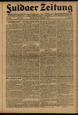 Erste Ausgabe vom Freitag, den 19. Dezember 1913.