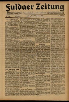 Erste Ausgabe vom Freitag, den 19. Dezember 1913.