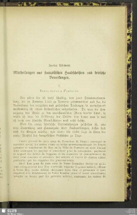 Zweiter Abschnitt. Mittheilungen aus französischen Handschriften und kritische Bemerkungen