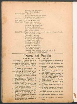 Teatro del Pueblo - (Números publicados)