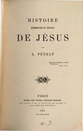 Histoire élémentaire et critique de Jésus