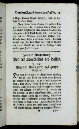 Zweyte Abtheilung. Von den Krankheiten des Halses.