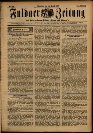 Zweite Ausgabe vom Samstag, den 14. August 1897.