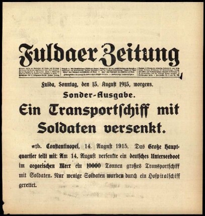 Ausgabe vom Sonntag, den 15. August 1915.