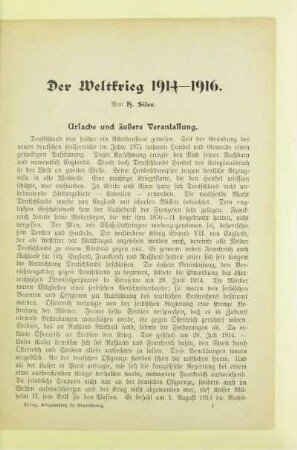 Der Weltkrieg 1914 - 1916