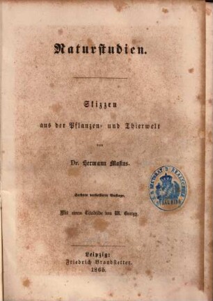 Naturstudien : Skizzen aus der Pflanzen- und Thierwelt