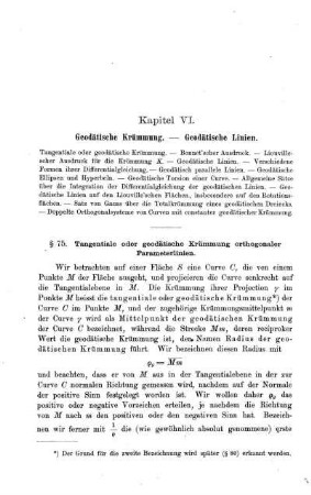 Kapitel VI. Geodätische Krümmung. Geodätische Linien.