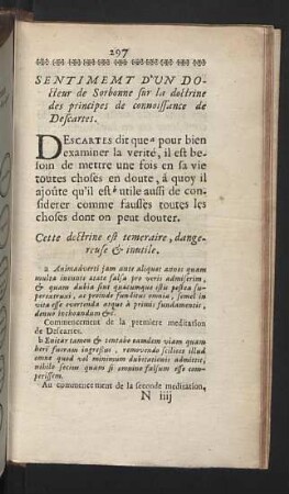 Sentiment d'un Docteur de Sorbonne