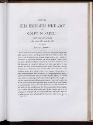 Studii sulla Temperatura delle Acque del Golfo di Napoli
