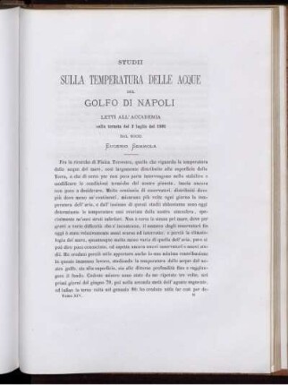 Studii sulla Temperatura delle Acque del Golfo di Napoli
