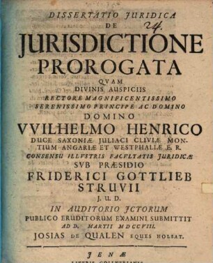 Diss. iur. de iurisdictione prorogata