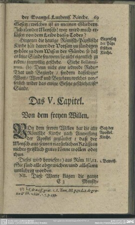 Das V. Capitel. Von dem freyen Willen
