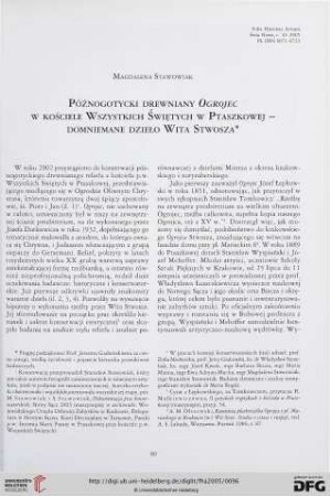N.S. 10.2005: Późnogotycki drewniany "Ogrojec" w kościele Wszystkich Świętych w Ptaszkowej - domniemane dzieło Wita Stwosza