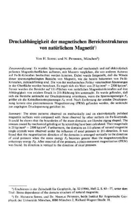 Druckabhängigkeit der magnetischen Bereichsstrukturen von natürlichem Magnetit