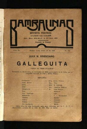 Galleguita : pieza en tres cuadros