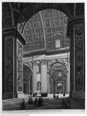 Scenografia degli interni delle più belle chiese e basiliche antiche di Roma, Tafel XXVII: Nave grande di S. Pietro in Vaticano ...