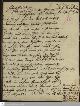 Brief von Gotthilf August Francke an Johann Christian Steinbart.
