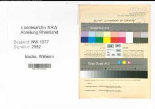 Entnazifizierung Wilhelm Backs , geb. 26.11.1899 (Polizist)