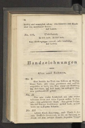 Handzeichnungen unter Glas und Rahmen.