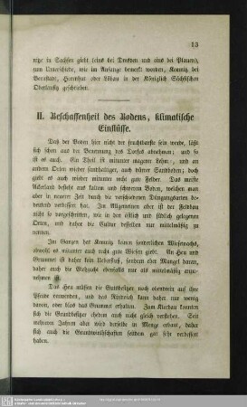 II. Beschaffenheit des Bodens, klimatische Einflüsse