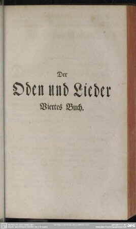 Der Oden und Lieder Viertes Buch