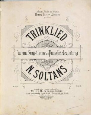 Trinklied : für eine Singstimme mit Pianofortebegleitung