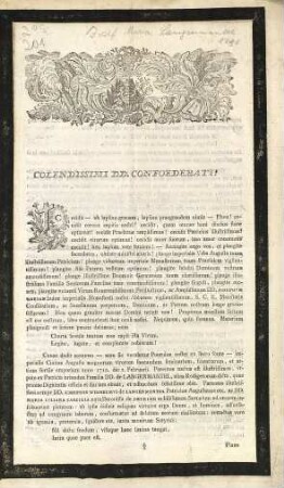 Colendissimi DD. Confoederati! Cecidit - ah lapsum grauem [gravem], lapsum praegrandem nimis - Eheu! cecidit corona capitis nostri!