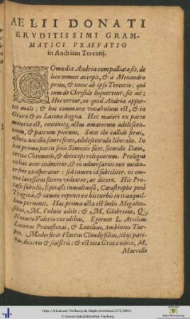 Aelii Donati Praefatio in Andriam Terentij et Argumentum