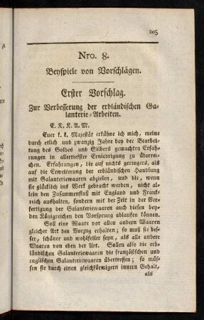 205-226, Nro. 8. Beyspiele von Vorschlägen.