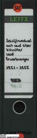 Korrespondenz insbesondere mit Bezug auf Erwerbungen und Kaufangebote