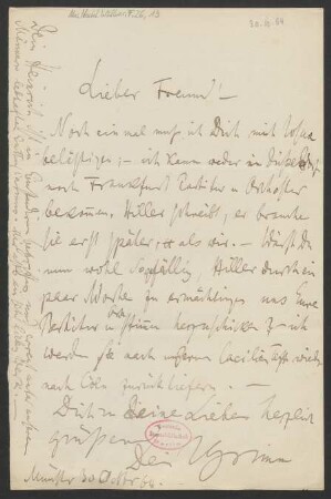 Brief an Franz Wüllner : 30.10.1864