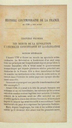 Les dèbuts de la Rèvolution l'Assemblée constituante et la Législative