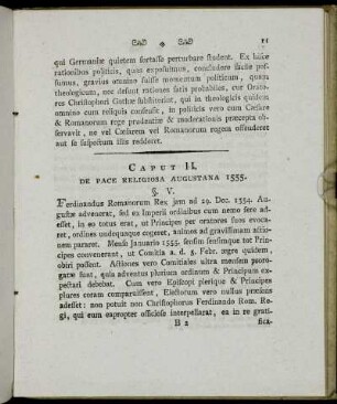 Caput II. De Pace Religiosa Augustana 1555.