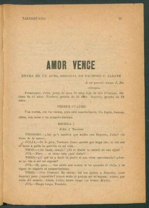 Amor vence : Drama en un acto