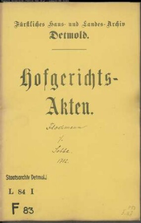 Flochmann [Flogmann, Flockmann], Kaspar, Apotheker in Lemgo gegen Johann Ernst Sobbe in Lemgo - Schuldforderung