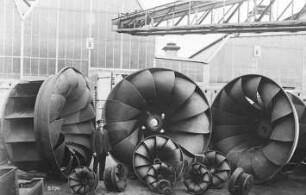 Verschiedene Laufräder für Francis-Turbinen : Technikgeschichte | Maschinenbau | Kraftmaschinen | Wasserkraftmaschinen