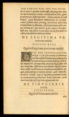 De Legitima Parentum tutela. Titulus XVIII.