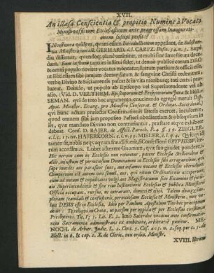 XVII. An illaesa Conscientia & propitio Numine a Vocato Ministro officium Ecclesiasticum ante praegressam Inaugurationem suscipi possit?