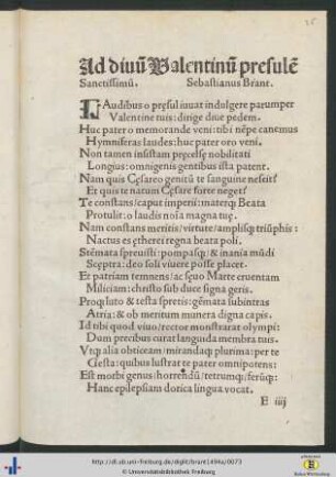Ad divum Valentinum presulem Sanctissimum