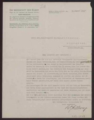 Schreiben an Hermann Muthesius (Brief)