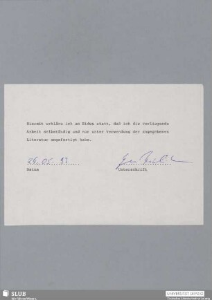 Eidesstattliche Erklärung des Autors