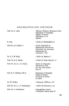 Anschriften der Verfasser