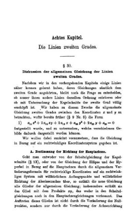 Achtes Kapitel. Die Linien zweiten Grades.