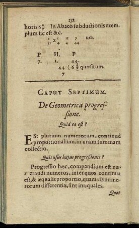 Caput Septimum. De Geometrica progressione.