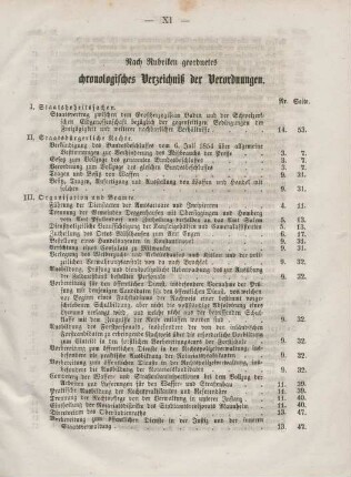 Nach Rubriken geordnetes chronologisches Verzeichniß der Verordnungen