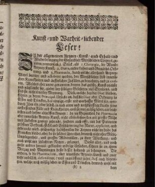 Kunst- und Wahrheit liebender Leser!