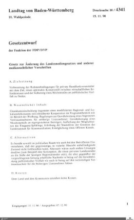 Gesetzentwurf der FDP: Änderung des Landesmediengesetzes