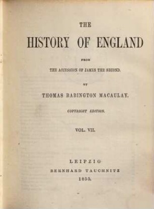The history of England from the accession of James the Second, 7