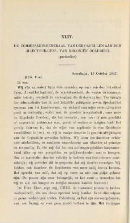XLIV. De commissaris-generaal van der Capellen aan den directeur-gen. van kolonien Goldberg